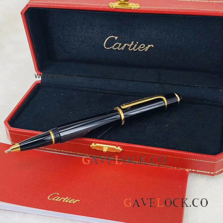 AAA Replica Cartier Diabolo de Rollerball Pen Black Resin and Gold